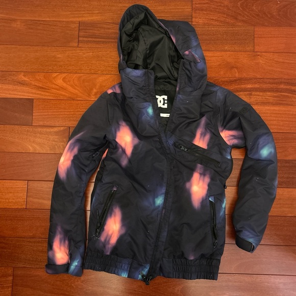 DC Jackets & Blazers - DC Girls Black Ski Jacket with Pink & Blue Tie-Dye Accents